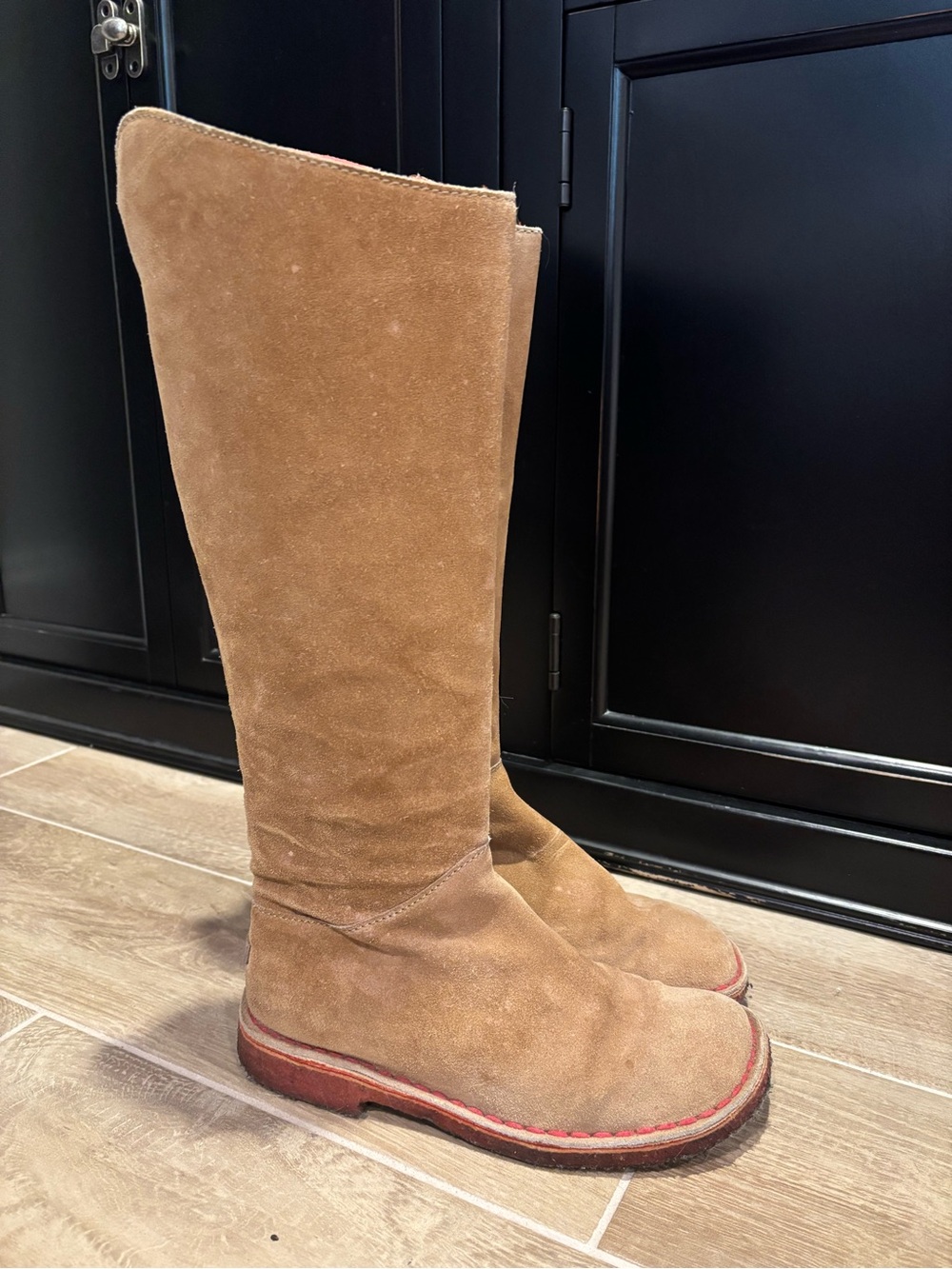 Beautiful Rare Camper Suede Zip Knee-High Boots Tan Red Portugal Women’s 5.5